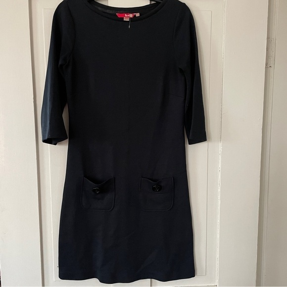 Boden Navy Blue 3/4 Sleeve Dress with Front Pockets - Picture 9 of 9